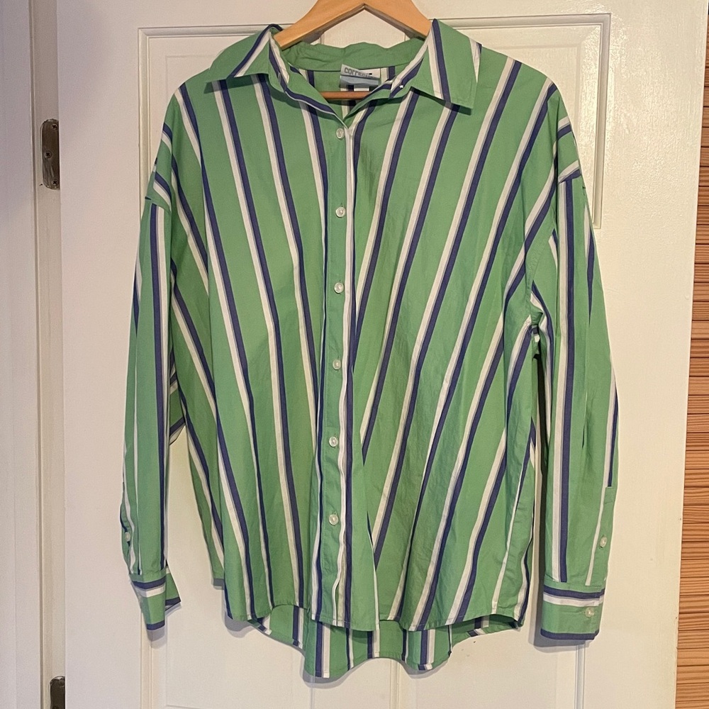 Future Collective with Reese Blutstein Women's Striped Button Down - Med. - NWOT
